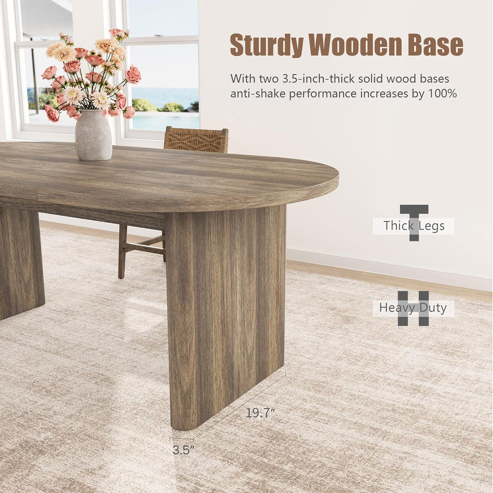 Oval Dining Table for 4-6 People, 63" Modern Kitchen Table with Thick St...