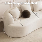 ONEMMLION 107" Modern Curved Sofas for Living Room, Cream White | Chenille Oversized Plush 4-Seater Boucle Cloud Couch with Extra-Deep Seating for Small Spaces, Apartment