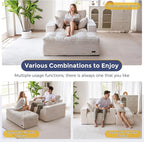 MAXYOYO Modular Sectional Chaise Lounge Sofa, Upholstered Lounge Chair with Ottoman, Comfy Couch with Layered Cushion, Tufted Upholstered Sleeper Chair for Living Room, No Assembly, Beige