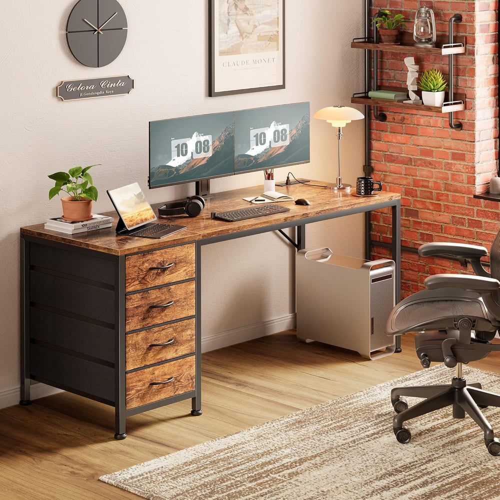 PRAISUN 55.1 Inch Computer Office Desk with Power Outelts and USB-C Port, Rev...