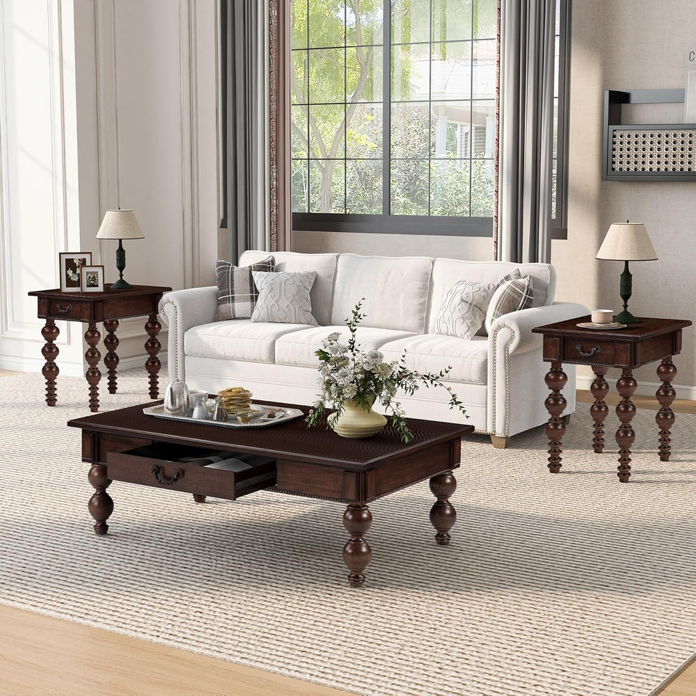 Retro Wooden Side End Table Vintage Nightstand Bedside Table with 1 Storage D...