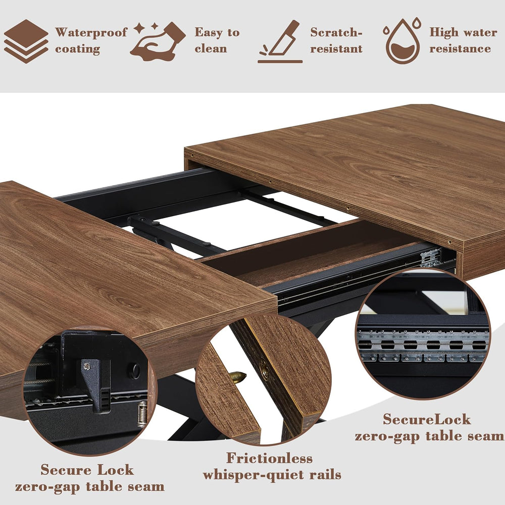 Extendable Dining Room Table for 4-6-8, Large 55''-70.9'' Woo...