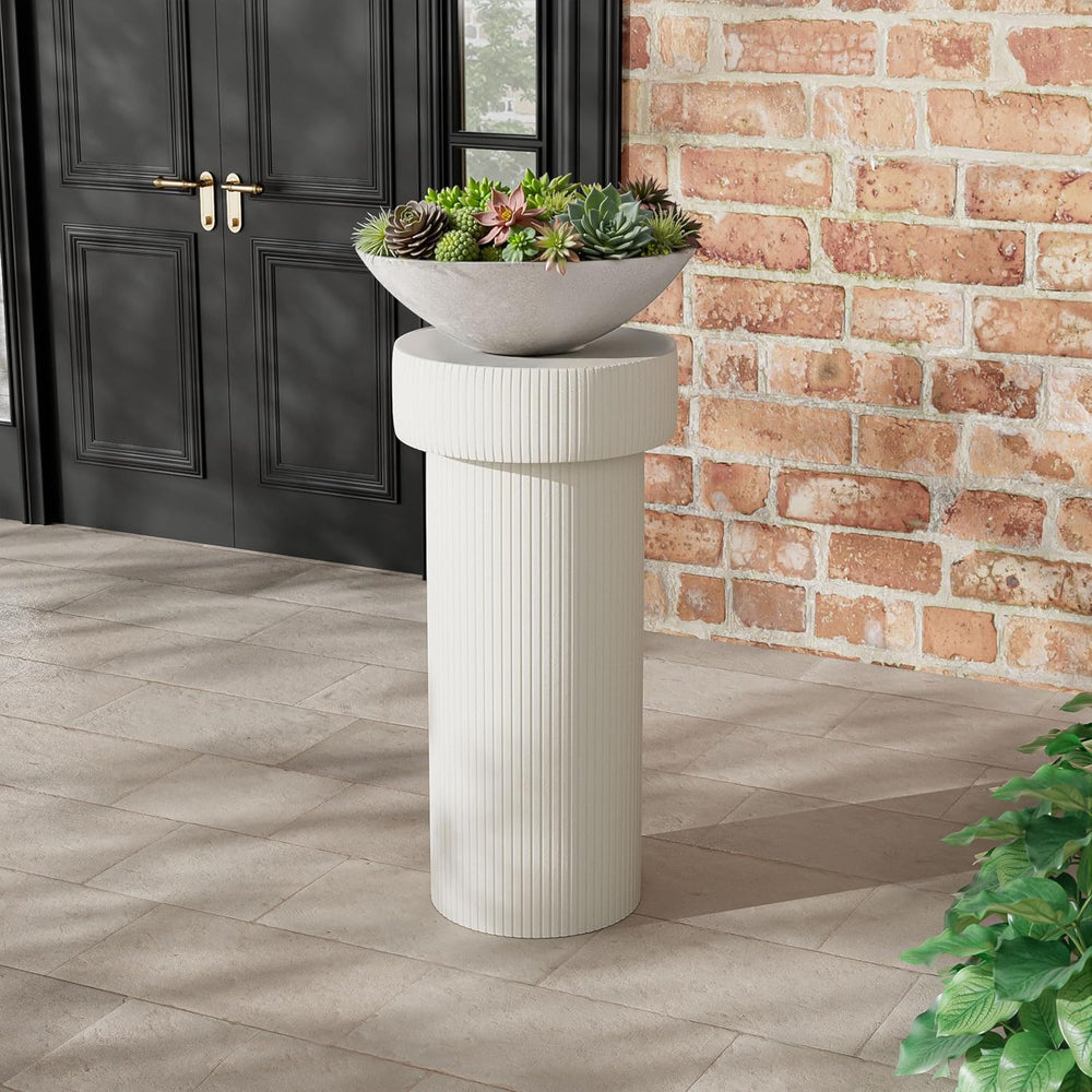 ø11.75'' Faux Stone Side Table Round End Table for Living Room, Moder...