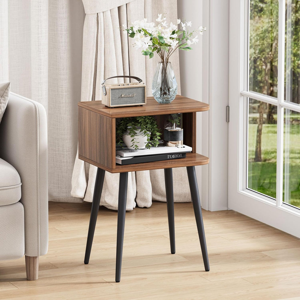 Nightstand Set of 2, Small Bed Side Table for Small Spaces, Mid Century Moder...