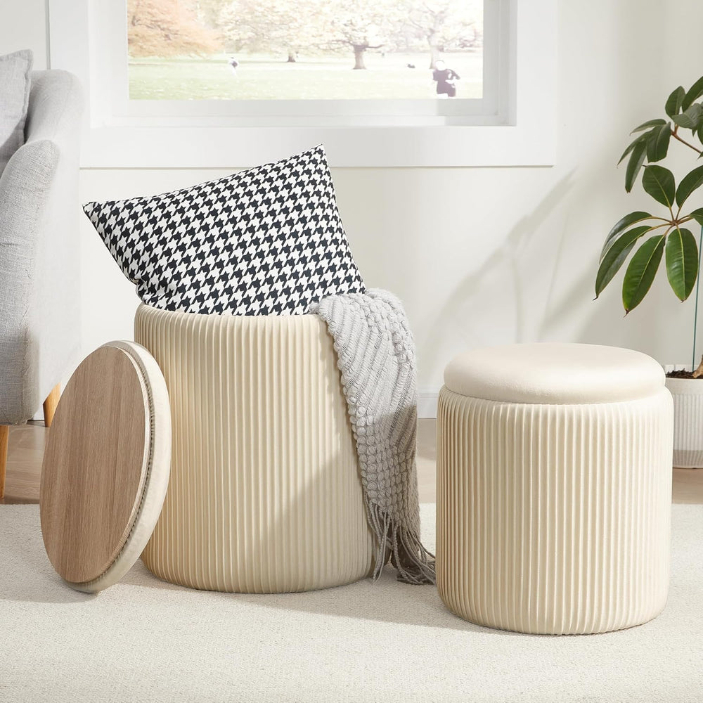 Royal Windsor Round Ottoman with Storage Set of 2,Vanity Stool with Storage f...