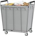 Hoctieon Large Laundry Cart with Wheels, 400L Heavy Duty Laundry Basket Organizer, Rolling Hamper Sorter for Clothes Storage, Industrial Dirty Clothes Hamper for Home & Hotel, Gray