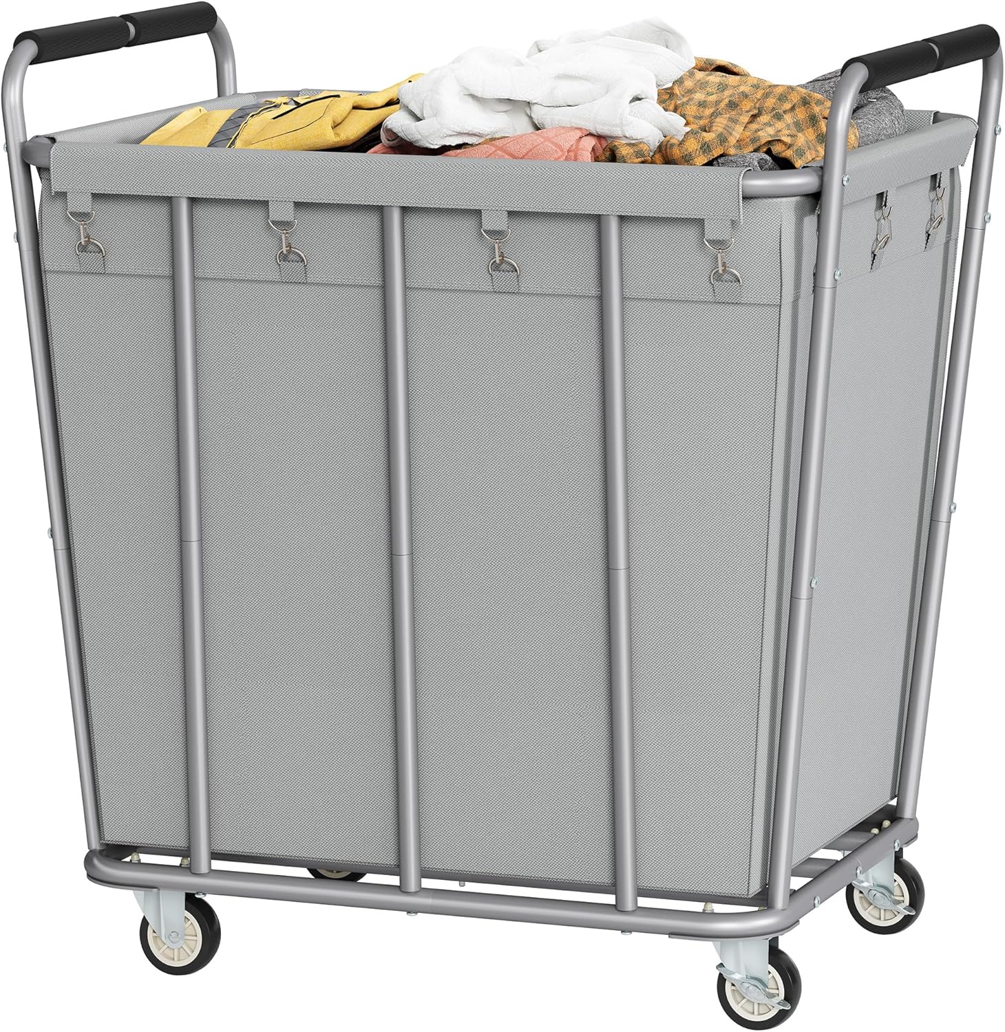 Hoctieon Large Laundry Cart with Wheels, 400L Heavy Duty Laundry Basket Organizer, Rolling Hamper Sorter for Clothes Storage, Industrial Dirty Clothes Hamper for Home & Hotel, Gray