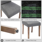 Upholstered Dining Chair Modern Stylish Parsons Kitchen Diner High Back with Silver Nailhead Trim & Wood Legs, Set of 6, Fabric Classic Grey