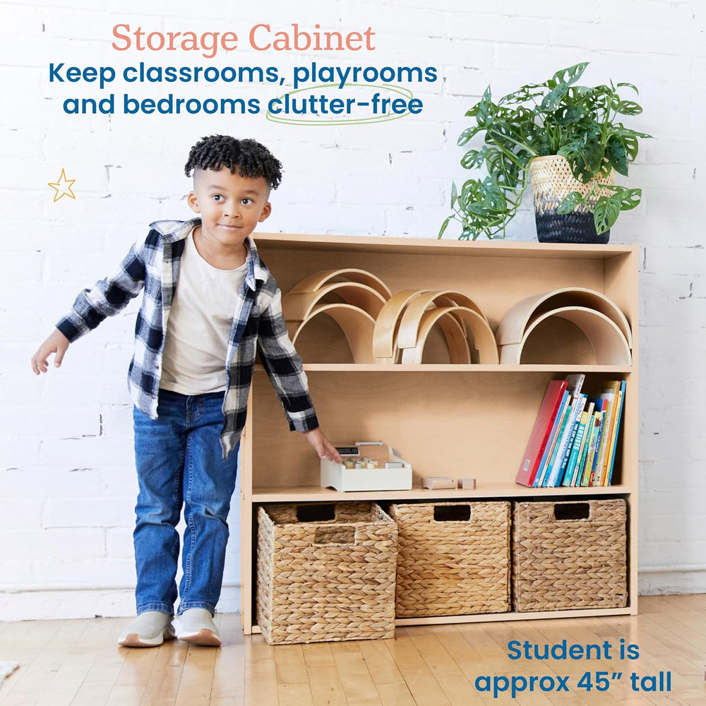 ECR4Kids Streamline 3-Shelf Storage Cabinet, 36in High, Natural | Durable bir...