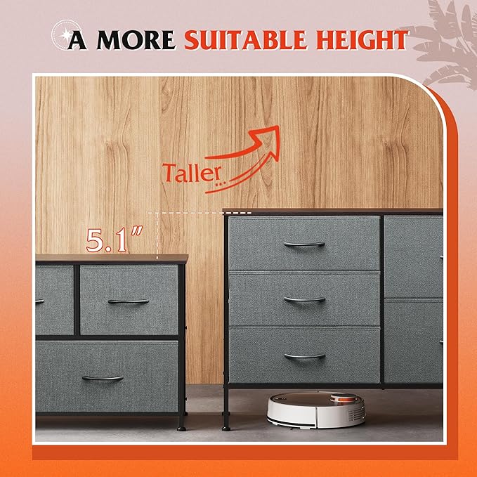 WLIVE Dresser for Bedroom with 5 Drawers, Wide Bedroom Dresser with Drawer Or...