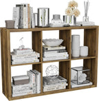 Cube Storage Organizer Bookcase, Decorative 11 inch Open Back Cubical Shelf with Thickened Border, Display Bookshelf for Living Room, Home Office, Sturdy Room (Brown, 6 Cube)