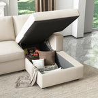 HONBAY Sectional Couch with Pull Out Bed, Sectional Sleeper Sofa with Storage, U Shape Couches for Living Room, Velvet Beige
