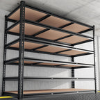 REIBII 6-Tier Garage Shelving, 84" H Storage Shelves Load 3300LB, Adjustable Metal Shelving, Large-Capacity Garage Shelves for Basement, Warehouse, 48.2" W X 84" H X 24" D, Black