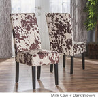 Christopher Knight Home Pertica Contemporary Velvet Dining Chairs, 2-Pcs Set, Milk Cow / Dark Brown