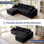 MAXYOYO 104" L Shaped Modular Sectional Sofa with Ottoman, Cloud Boneless Couch with Layered Cushion, Upholstered Sofa in a Box, Flexible Module Combination for Living Room, No Assembly, Black