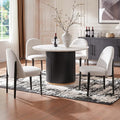 Morden Fort Boucle Dining Chairs Set of 4, Thick Upholstered Chairs with Metal Legs & Curved Backrest, Post Modern Minimalist Chair for Dining Room, Kitchen, Living Room, Bedroom, Apartments, White