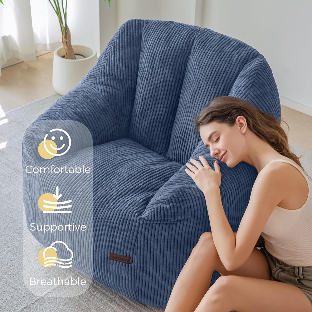 MAXYOYO Bean Bag Chair for Adults, Foam-Filled Floor Sofa for Reading | Bean ...