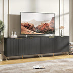 TV Stand for 90 inch TV Modern Entertainment Center Cabinet with 6 Doors Wood Media Console Storage Cabinets for Living Room Bedroom, Black