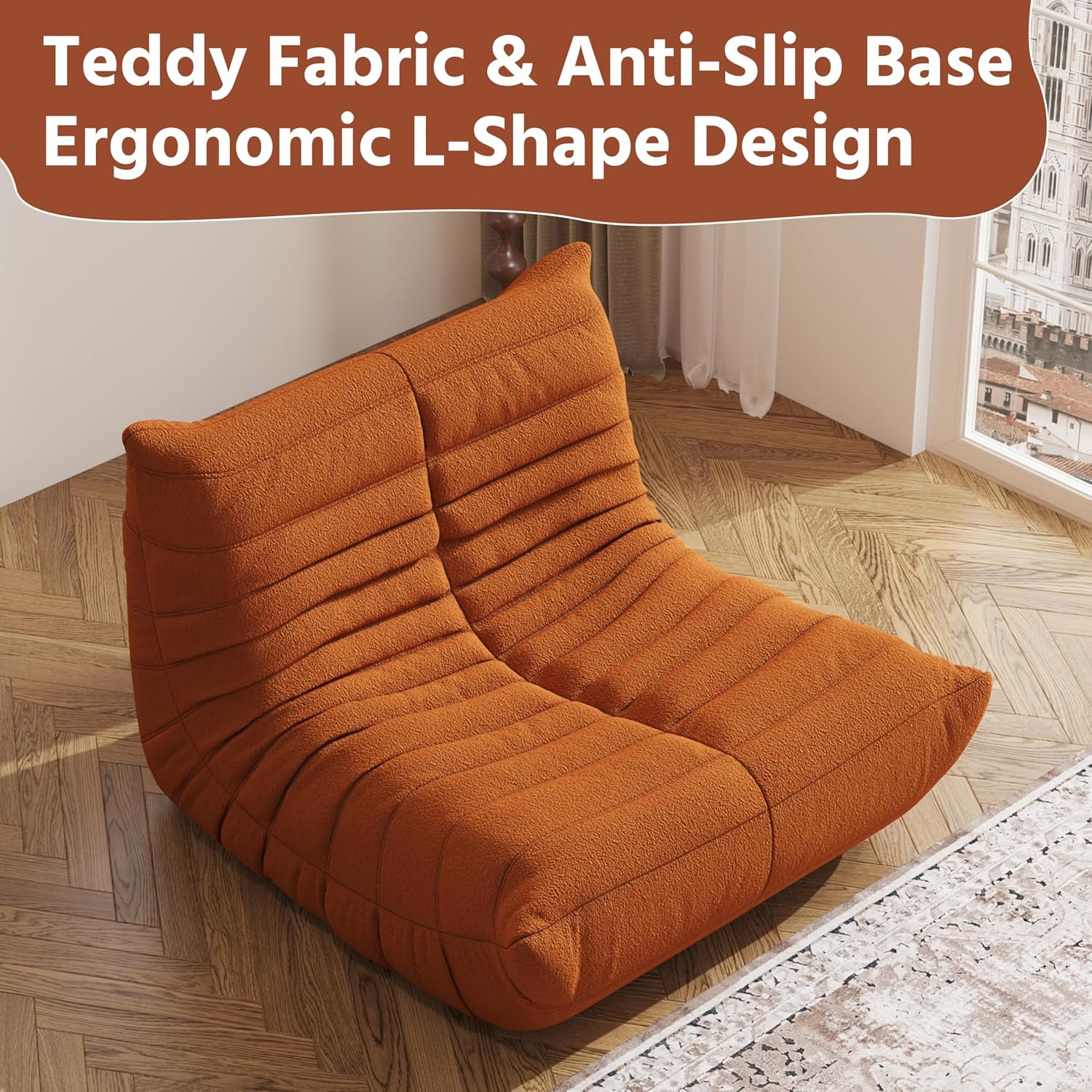 Adults Bean Bag Chairs Togo Couch Comfy Lazy Floor Sofa, 1 Seater