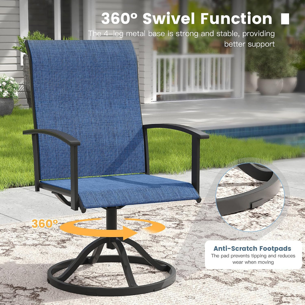 DIFY Outdoor Dining Set for 6, 59.2" Rectangle Table & Swivel Chairs