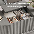 Fluted TV Stand and Coffee Table Set of 2, 86.6'' TV Console for 55-85 Inch, Modern Entertainment Center with Large Storage Cabinet, Lift Top Coffee Table for Living Room, Bedroom, Grey
