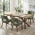 keoni Wooden Dining Chairs Set of 4, Mid Century Modern Upholstered Dining Room Chairs with Rubberwood Legs, Fabric Farmhouse Kitchen Chairs with Foot Pegs for Dining Room, Green