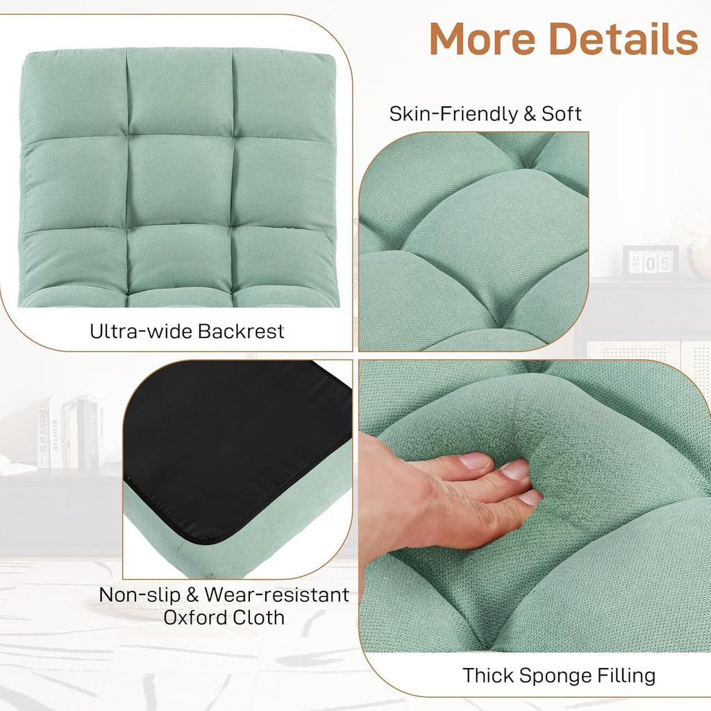 Floor Chair with Back Support Folding Chair with Adjustable Position, Padded Sleeper Bed, Floor Gaming Chair, Meditation Chair, Gaming Floor Chairs for Adults (Green)