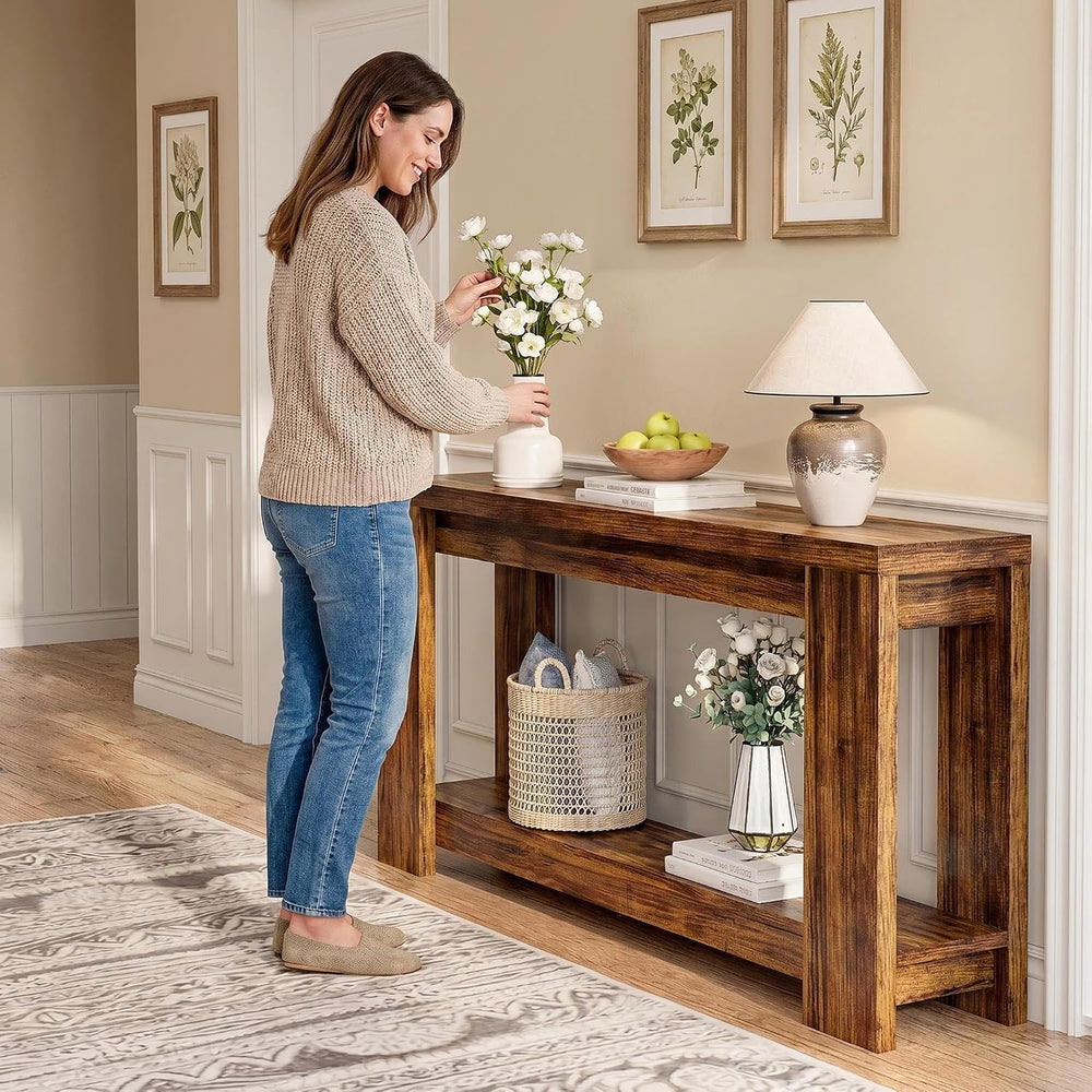 70.9" Rustic Farmhouse Console Sofa Table - Heavy Duty MDF Entryway Tabl...