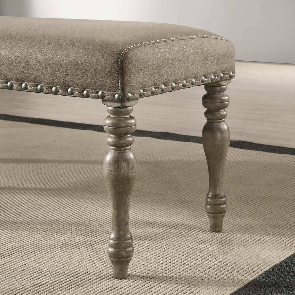 Roundhill Furniture Birmingham Microfiber Upholstered Bench with Nail Head Tr...