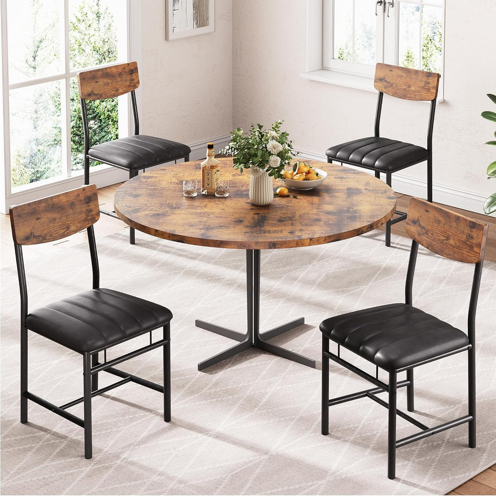 Jocoevol Industrial Dining Chairs Set of 4 - Upholstered Dining Room Chairs w...