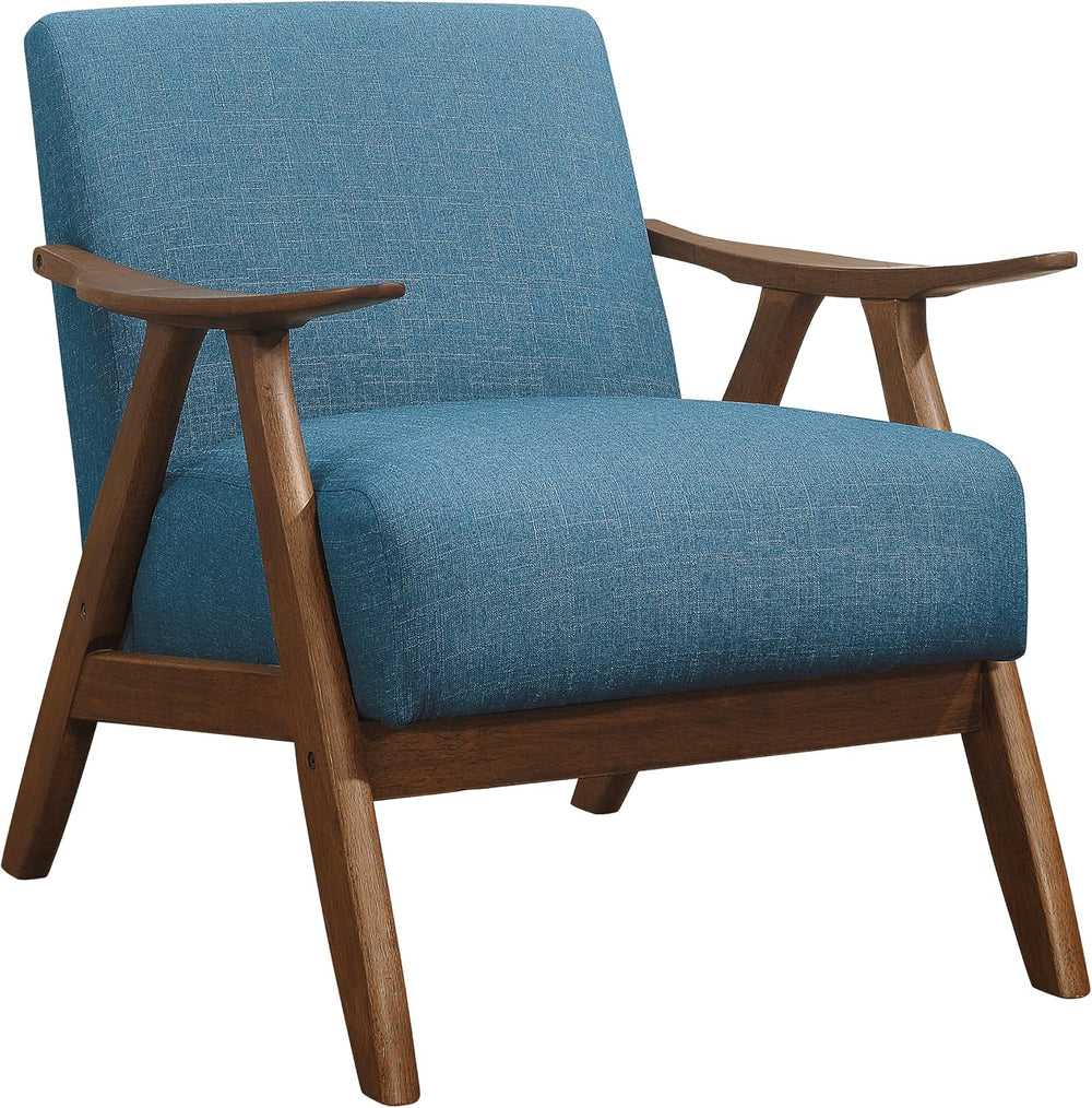 Lexicon Mid Century Modern Accent Chair with Solid Wood Frame in Walnut Finis...