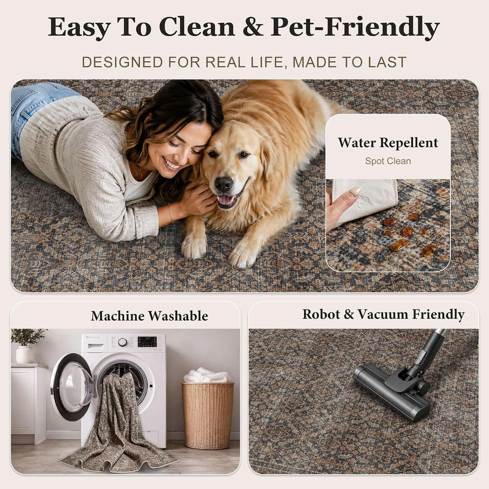 5x7 Area Rugs for Living Room Bedroom Vintage Washable Rug