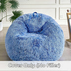 LIFEREVO Fluffy Faux Fur Bean Bag Chair Cover Blue (No Filler), Ultra-Soft Stuffed Animal Storage Bean Bag Kids Adults, Premium Anti-Slip Furry Beanbag Cover for Plush Toys Memory Foam (Ombre Blue)