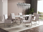 Manhattan Comfort Element Modern Velvet Dining Chairs, High Density Foam, Chrome Finish Stainless Steel Frame, High-Back, Fully Assembled Industrial Chic Accent Furniture, Set of 1, Champagne
