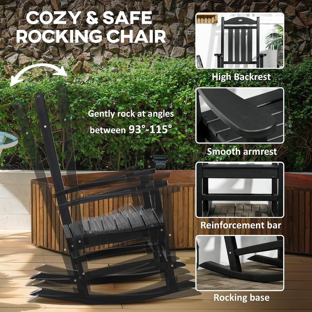 Outsunny 2 Pieces Outdoor Rocking Chair, All Weather-Resistant HDPE Rocking P...