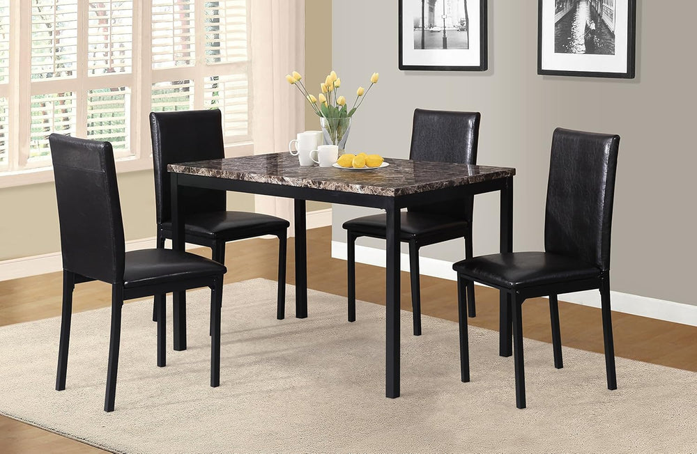 Metal Dining Table with Laminated Faux Marble Top Black - 45" Square Con...