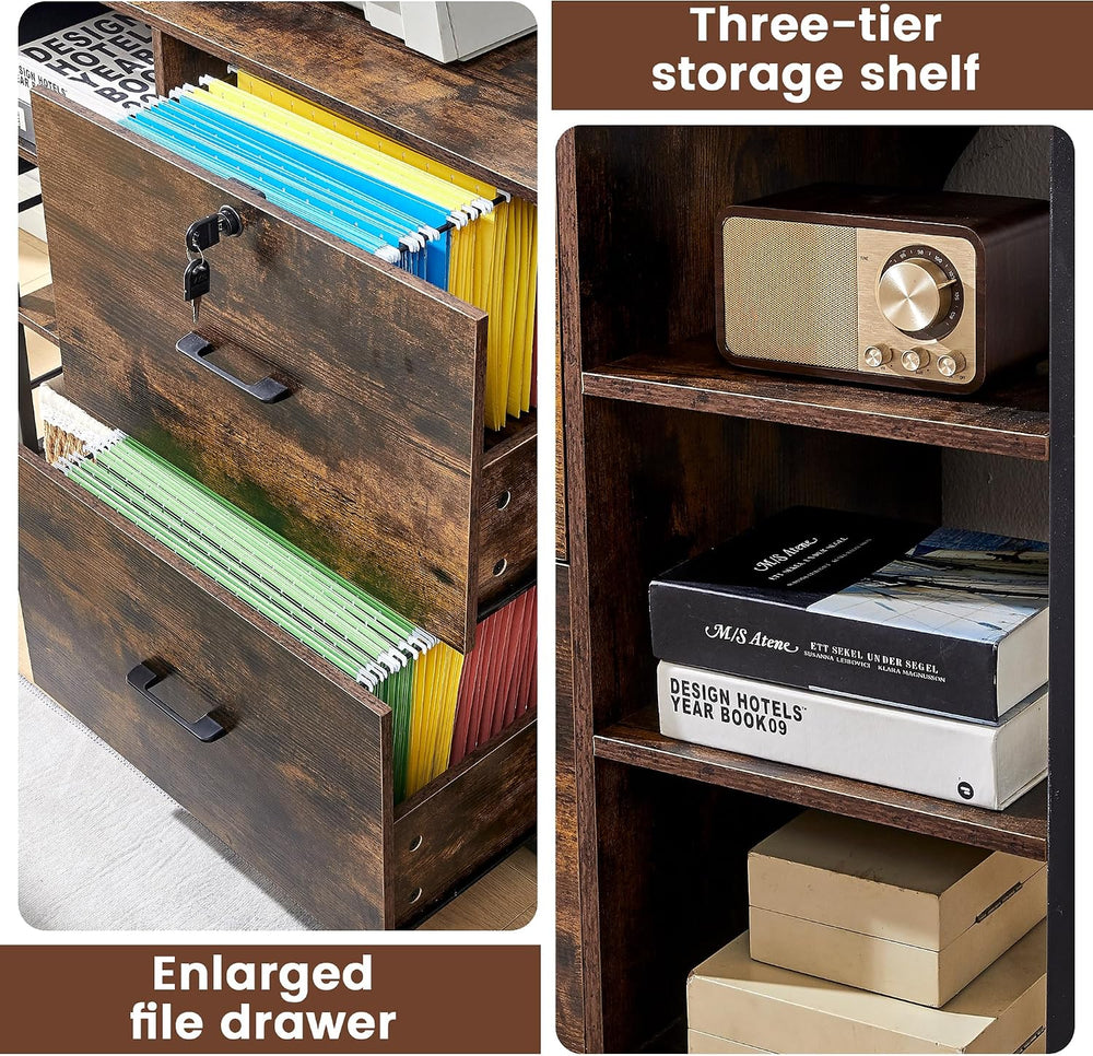 45" File Cabinet for Home Office, Mobile Office Storage Cabinet with Bui...
