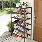Smiry Shoe Rack, 6 Tier Thick Bamboo Shoe Organizer, Stackable Free Standing Wooden Shoe Storage Shelf for Closet, Entryway, Front Door Entrance, Brown