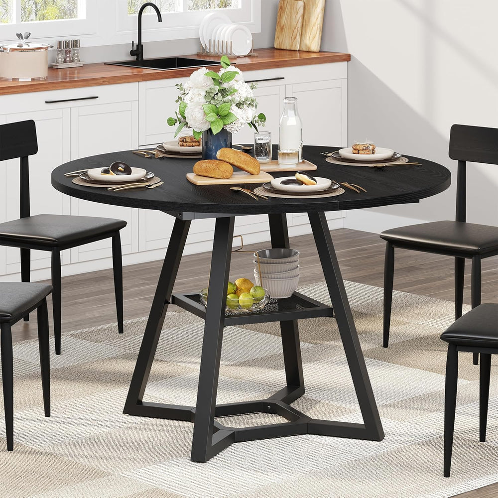 knoworld Round Dining Table for 4, Kitchen Tables Dining Room Circle Dinner T...