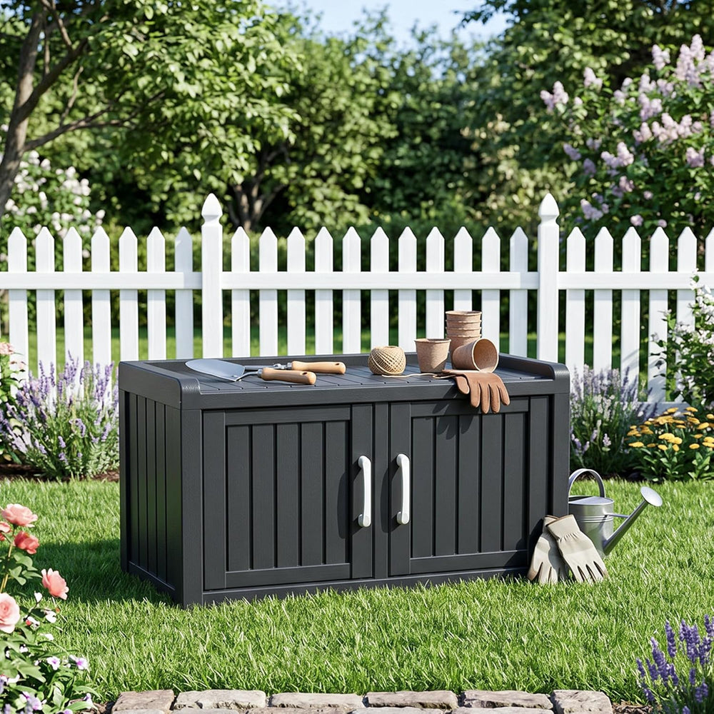 ROJIK Shoe Bench Waterproof UV-Resistant, 2-Tier Storage Cabinet for Outdoor ...