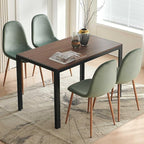 Set of 4 Dining Chairs Upholstered Green Velvet Living Room Chair with Backrest, Modern Mid-Century Home Kitchen Chairs Armless with Metal Legs for Dining Room, Retaurant