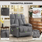 jonpony Power Lift Recliner Chair for Elderly, Big and Tall Lift Chair with Massage and Heat for Living Room, Fabric Electric Recliner Chairs with Side Pocket, USB Charge Port Grey