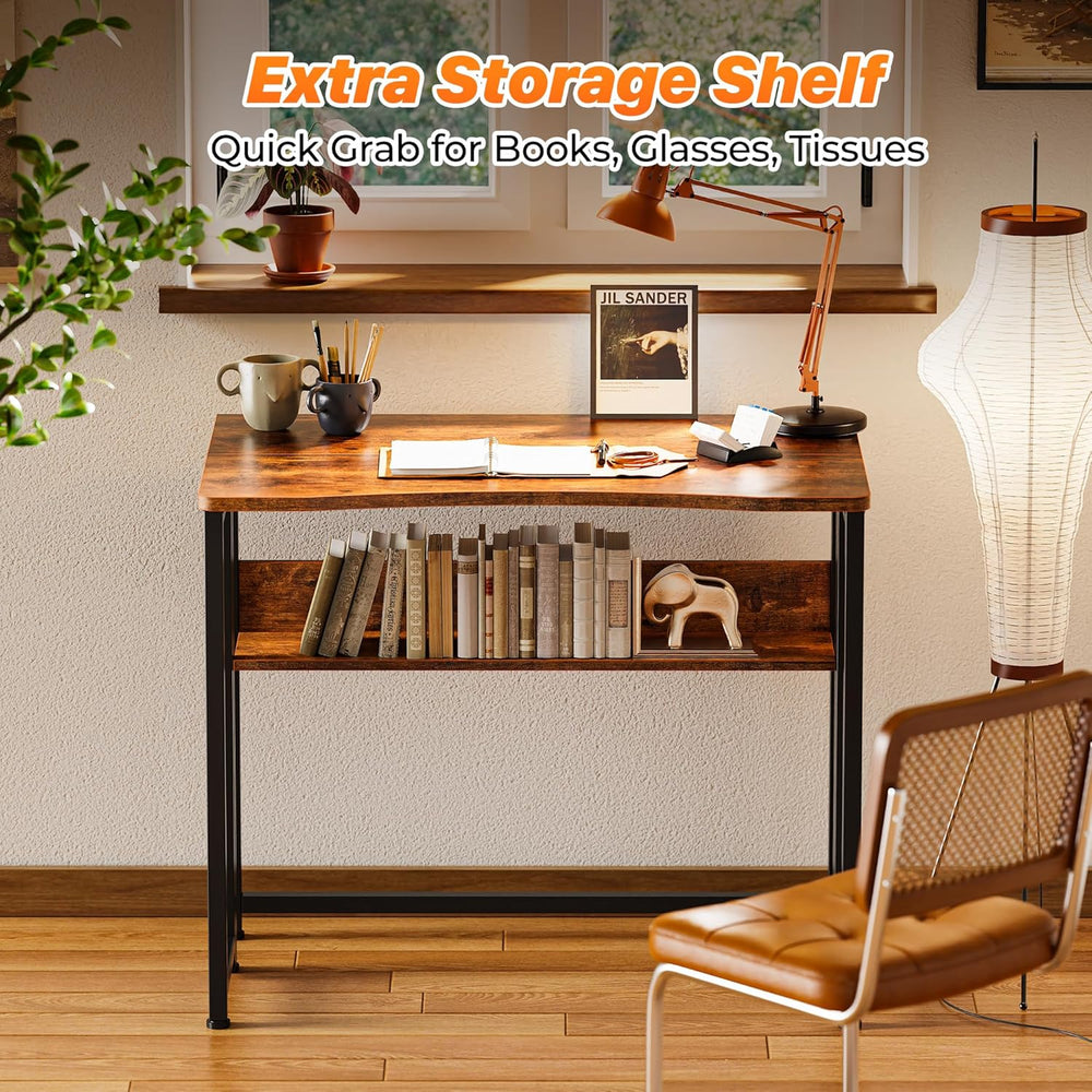 Huuger Folding Desk with Storage Shelf, 31.5 Inch Foldable Computer Table for...