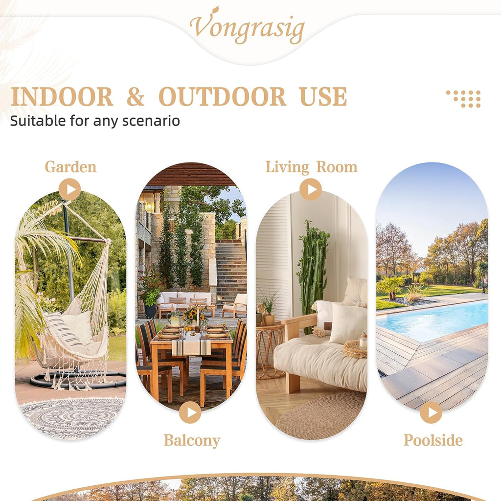 Vongrasig Outdoor Wicker Egg Chair PE Rattan Chair with Cushion, Oversized Patio Lounge Chair for Outdoor, Indoor, Balcony, Backyard, Garden, Grey/Beige Rattan