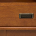 SIMPLIHOME Draper 35 inch Mid-Century Modern 6 Cubbie Bookcase with Drawer (Set of 2) in Teak Brown for The Living Room, Study Room and Office