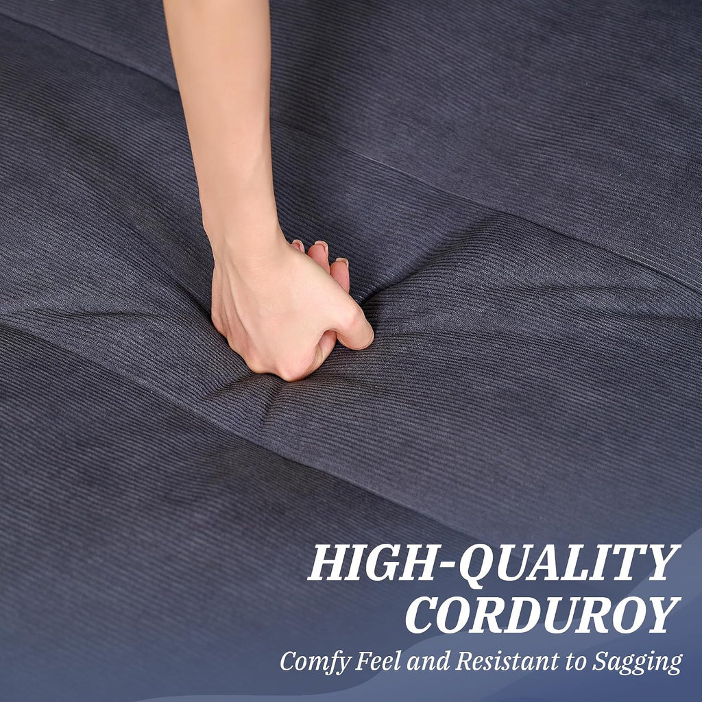 Bean Bag Chair with Ottoman, Giant Bean Bag Chairs for Adults with Memory Foam, Comfy Bean Bag Sofa for Bedroom, Lounge Beanbag of Reading and Gaming with Filler Included (Grey)