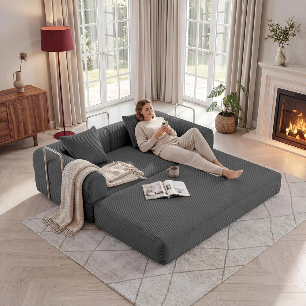 Futon Sofa Bed Modular Loveseat Sleeper Folding Pull Out Couch with Pillows, ...