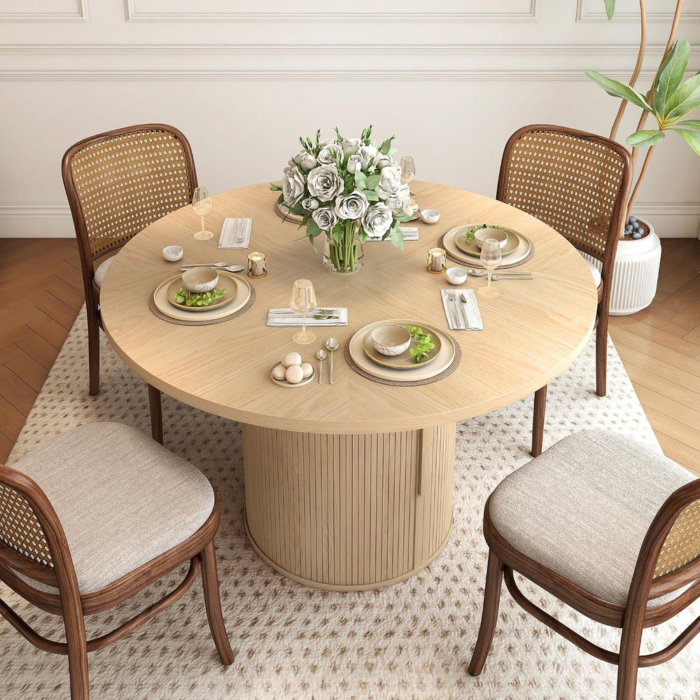 weselon 47 inch Round Dining Table for 4, Kitchen Table Dinner Table with 2-L...