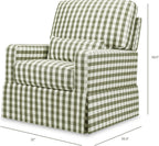 Namesake Crawford Glider Recliner, Green Gingham | 360° Swivel Ultra Cozy Glider Rocker for Feeding & Relaxing w/ Lumbar Pillow - GREENGUARD Certified - For Nursery/Living Room