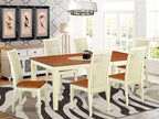 East West Furniture QUIP7-BMK-W 7 Piece Kitchen Table Set Consist of a Rectangle Dining Table with Butterfly Leaf and 6 Dining Room Chairs, 40x78 Inch, Buttermilk & Cherry